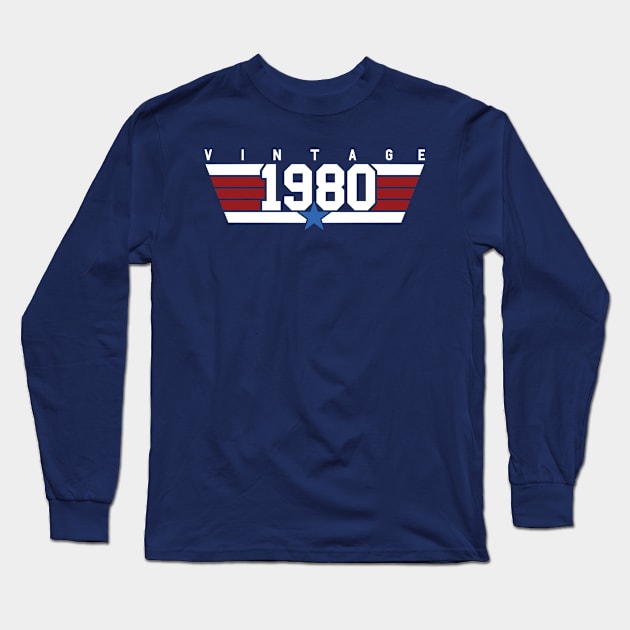 Vintage 1980 Aviator Long Sleeve T-Shirt by Styleuniversal